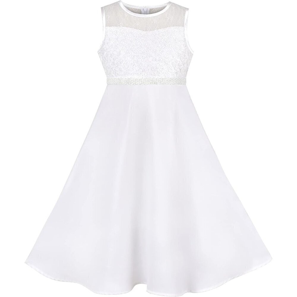 Girls Dress Flower  Lace Top Burgundy Gradient Skirt Sleeveless